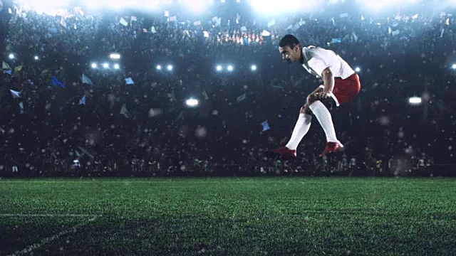 足球运动员做了戏剧性的比赛视频素材