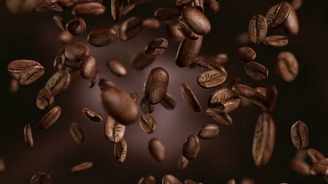 掉落咖啡豆的动画视频-可循环的4K背景视频素材
