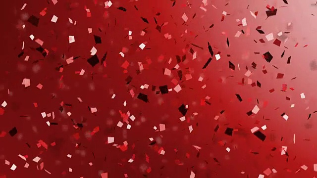 红色的五彩纸屑和庆祝丝带视频素材