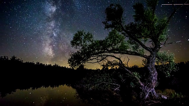 4K时间流逝-银河树湖的倒影视频下载