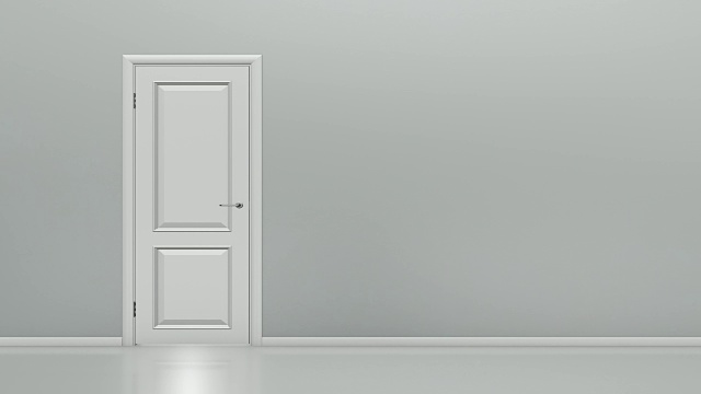白色的门打开一个明亮的光-空房间| 4K视频素材