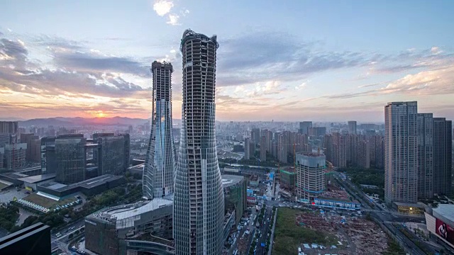 中国杭州，T/L WS天际线和现代建筑。视频素材