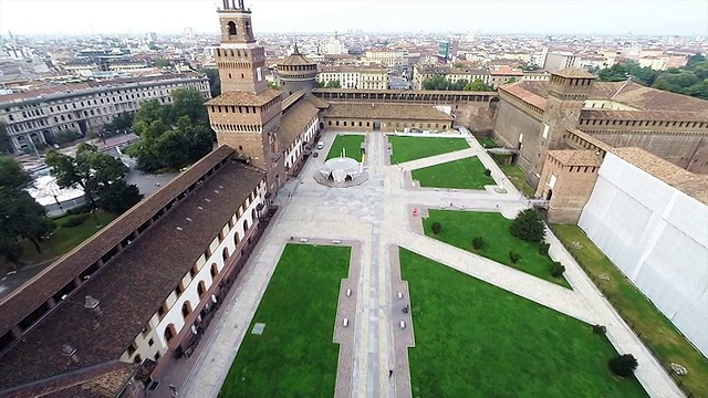 Sforzesco城堡无人机录像视频下载