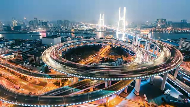 南浦大桥夜间交通视频素材