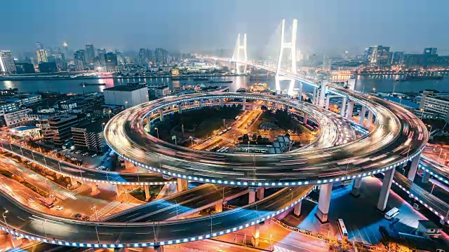 南浦大桥夜间交通视频素材