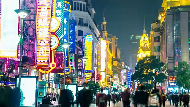 南京路商业街的夜景视频素材