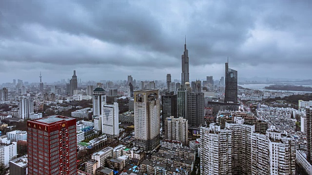 南京城市天际线与云的延时视频素材