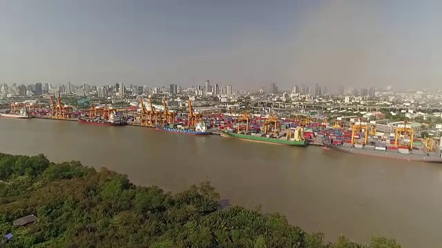 泰国曼谷的工业航运港口视频素材