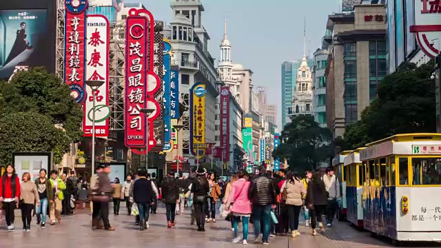 上海南京路人群的时间流逝视频素材
