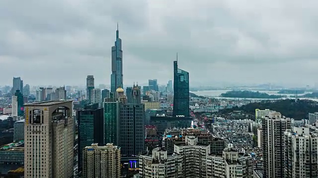 延时拍摄的南京天际线视频素材