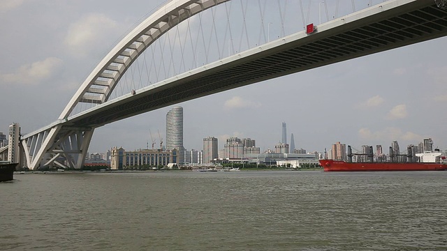 卢浦大桥和黄浦江视频下载