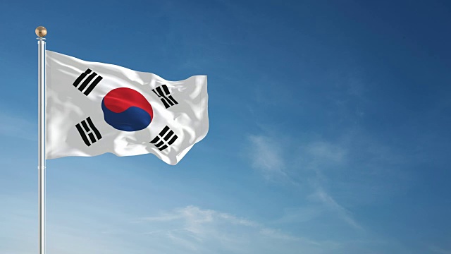 4K韩国国旗-可循环视频素材