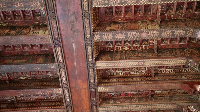 Palazzo Chiaramonte-Steri，大厅(Sala Magna)，由Cecco di Naro设计的木质天花板，西西里巴勒莫。视频下载