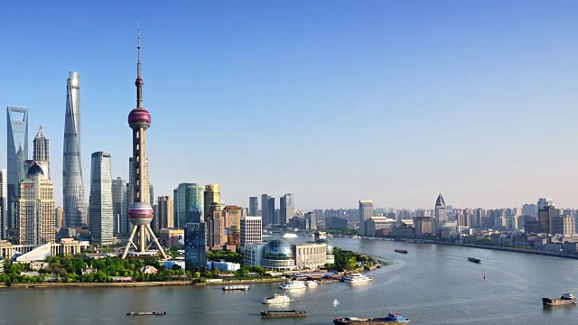 上海天际线(延时，平移)视频素材