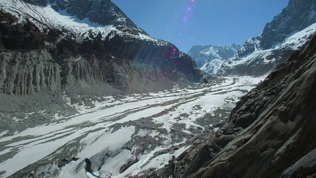 倾斜拍摄的蒙德格雷斯冰川视频下载
