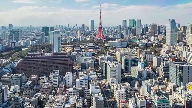 4K延时:鸟瞰图东京城市景观日本(放大相机)视频素材
