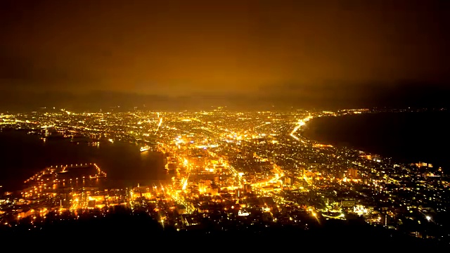 函馆山景夜景时间与白天黑夜视频素材