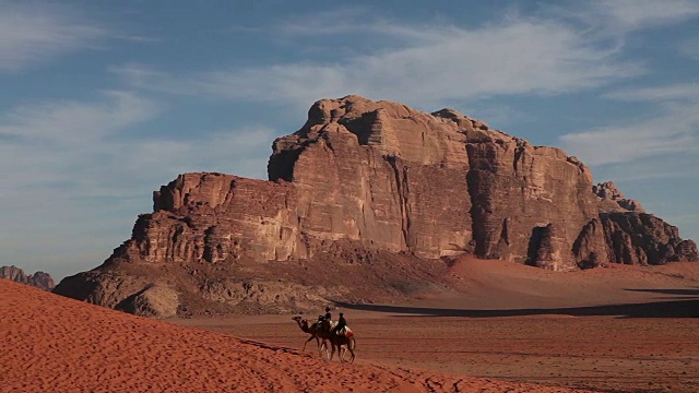 骆驼，贝都因人，谷，月亮谷视频素材