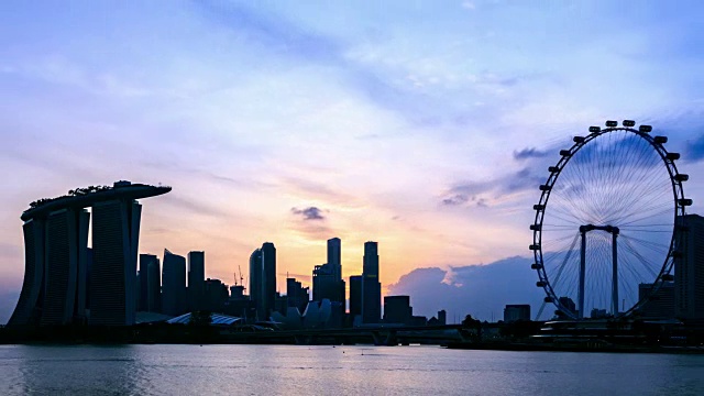 4K时光流逝:新加坡滨海湾的天际线视频素材