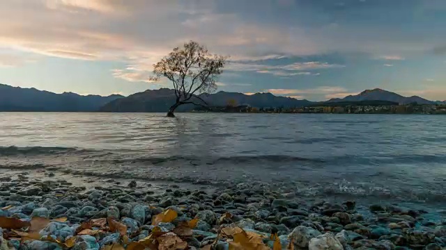 瓦纳卡湖的日落时间视频素材