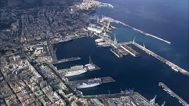 巴勒莫码头-鸟瞰图-西西里岛，意大利视频下载