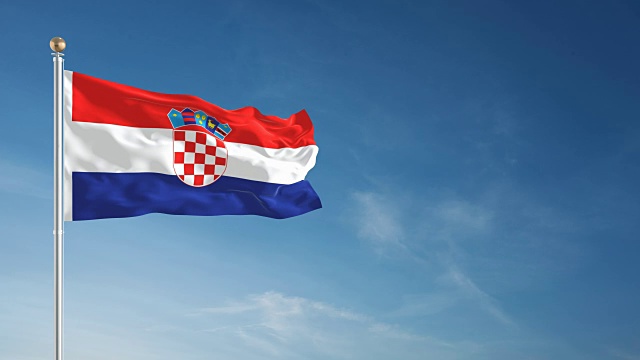4K克罗地亚国旗-可循环视频素材