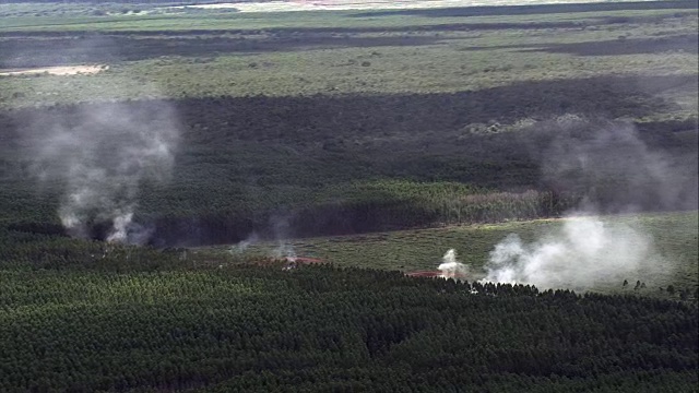在Paracatu附近燃烧木炭-鸟瞰图-米纳斯吉拉斯州，巴西视频下载