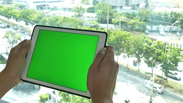4k:空白绿屏平板电脑视频素材