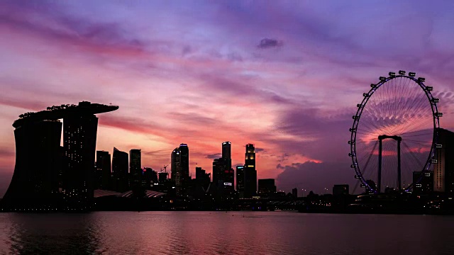 4K时光流逝:新加坡滨海湾的天际线视频素材