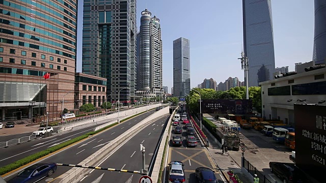中国上海陆家嘴WS LA城市交通视频素材