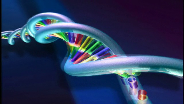 蓝色背景下形成的CGI DNA结构(双螺旋)视频下载
