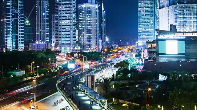 时间流逝-上海陆家嘴金融贸易区视频素材