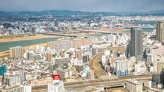 4K延时:空中大阪市景的行动视频素材