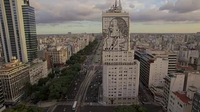 埃维塔贝隆的壁画鸟瞰图在布宜诺斯艾利斯阿根廷的建筑视频素材