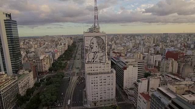 埃维塔贝隆的壁画鸟瞰图在布宜诺斯艾利斯阿根廷的建筑视频素材