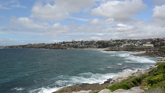邦迪和塔玛拉马海滩海岸路径的时间推移，澳大利亚悉尼视频下载