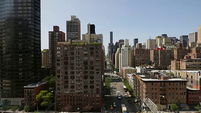 纽约市街道和建筑街区的鸟瞰图。都市背景视频素材