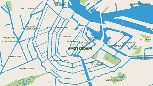 阿姆斯特丹地图动画4K视频下载