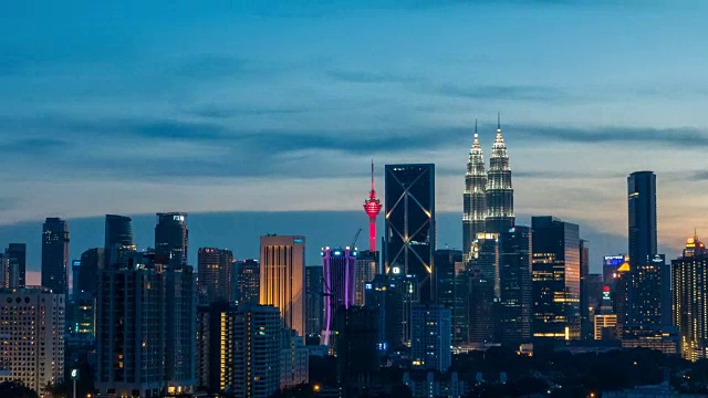 日落时间推移-吉隆坡城市天际线视频素材