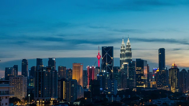 日落时间推移-吉隆坡城市天际线视频下载