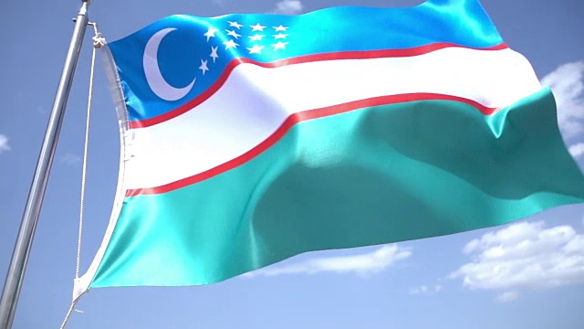 乌兹别克斯坦的旗帜视频素材