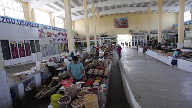 乌兹别克斯坦著名的布哈拉农贸市场视频下载