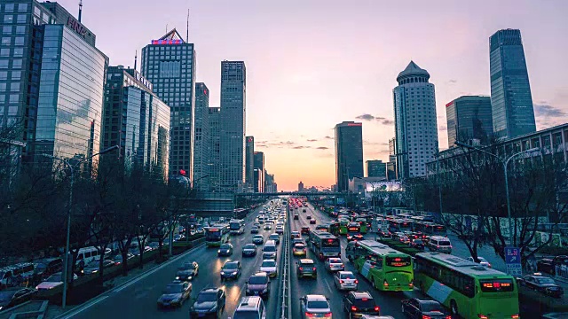 天际线和北京城市街道上的交通视频素材