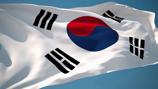 4K韩国国旗-可循环视频素材