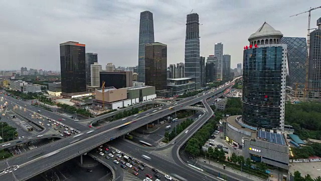 时间推移-北京CBD地区鸟瞰图(WS RL Pan)视频下载