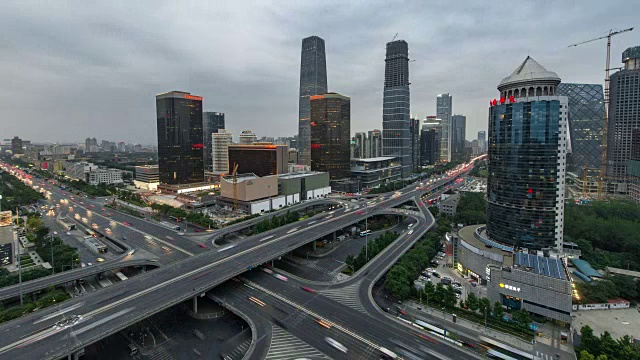 时间推移-北京交通和北京CBD区域(WS)视频下载