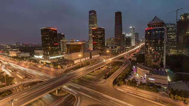 时光流逝——北京交通与CBD夜景(WS)视频素材