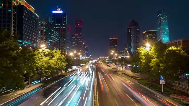时光流逝——北京夜间城市交通(WS平移)视频素材