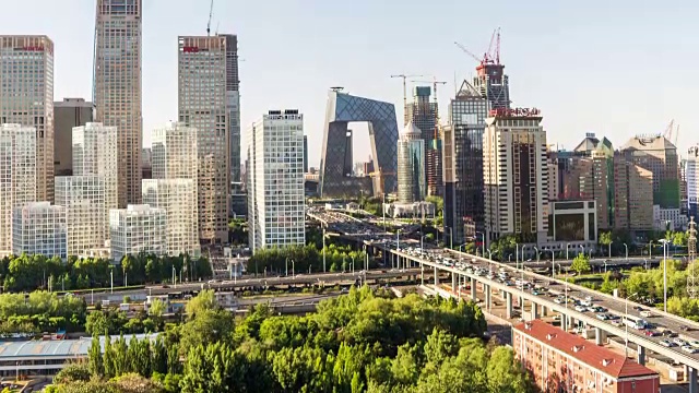 时间推移-北京CBD鸟瞰图(WS HA平移)视频素材