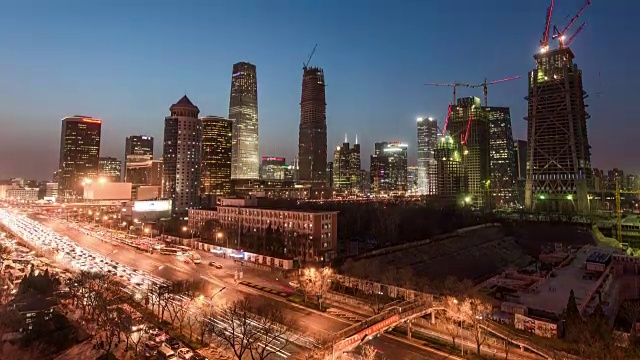 时光流逝——北京CBD高架景观(WS Panning)视频素材
